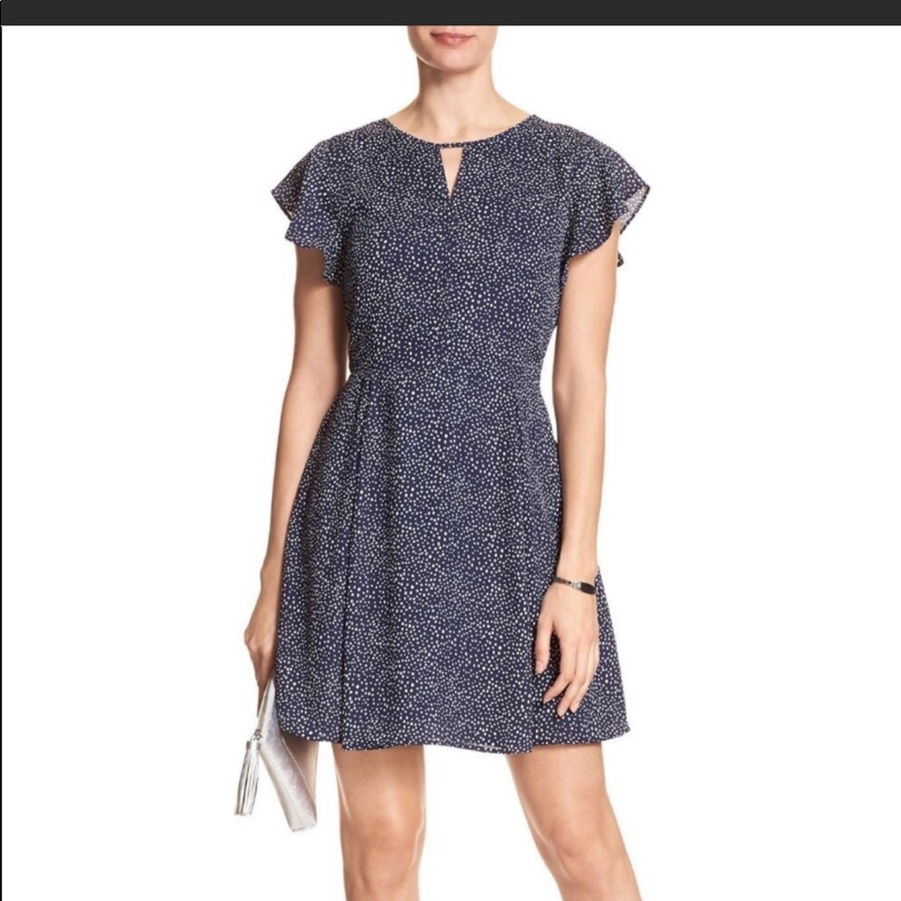 Banana Republic dress navy with white polka dots